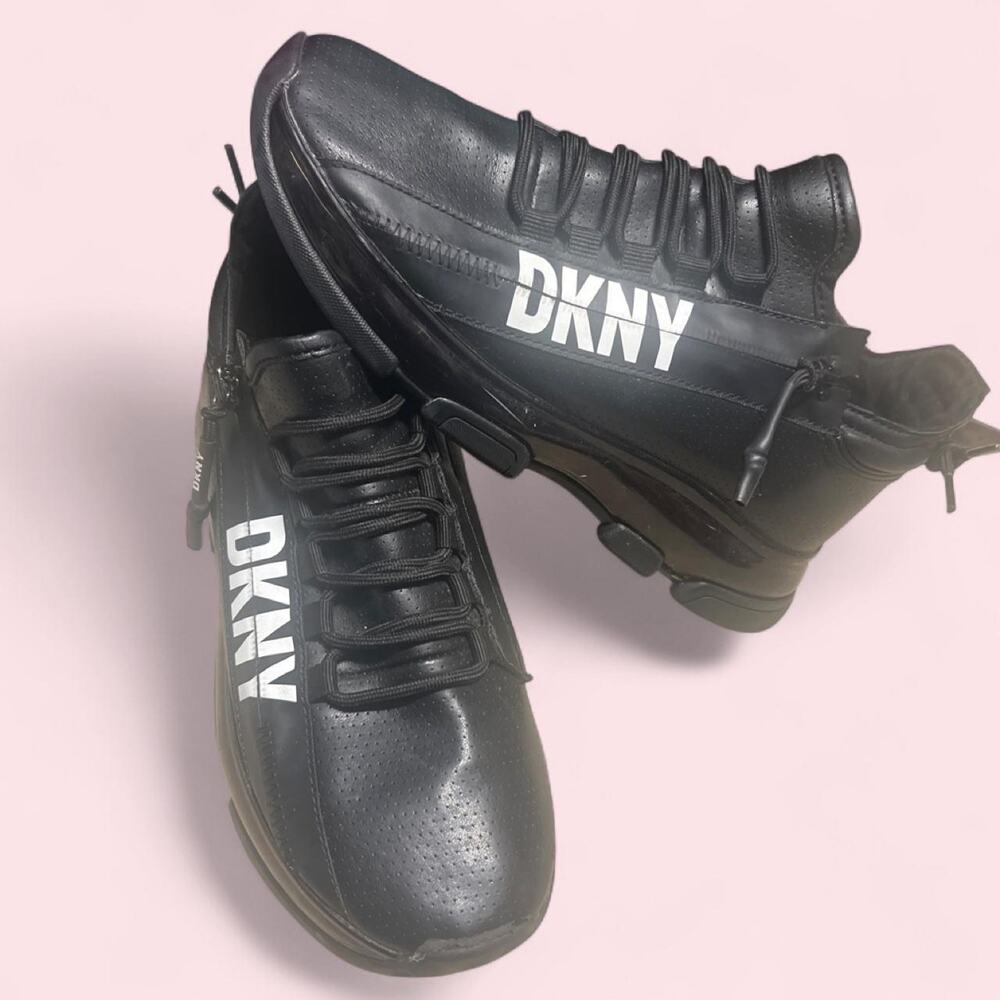 DKNY Women’s Black Zip Lace-Up Sneakers Size 7.5